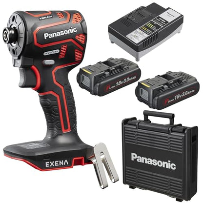 EXENA 充電インパクトドライバー 18V3.0Ah電池セット品 赤