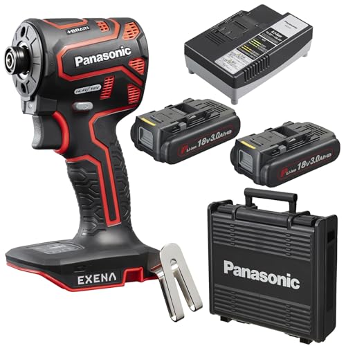 EXENA 充電インパクトドライバー 18V3.0Ah電池セット品 赤