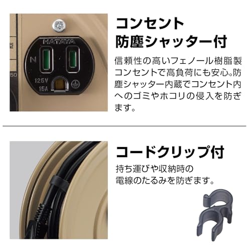 ハタヤ 温度センサー付コードリール単相100V10M アース付