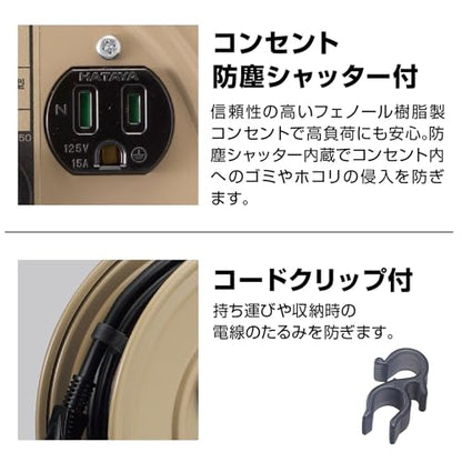 ハタヤ 温度センサー付コードリール単相100V10M アース付