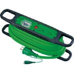 NICHIDO ハンドリール 100V 3芯×10m 緑 アース漏電しゃ断器付