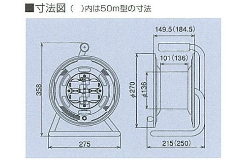 ハタヤ シンタイガーレインボーリール 屋外用防雨型 漏電遮断器付