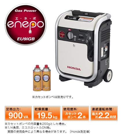 HONDA 正弦波インバーター搭載発電機 エネポ 900VA（交流専用）