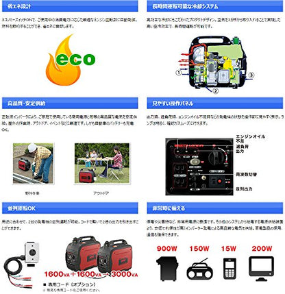 MEIHO 防音型インバータガソリン発電機HPG−1600I2