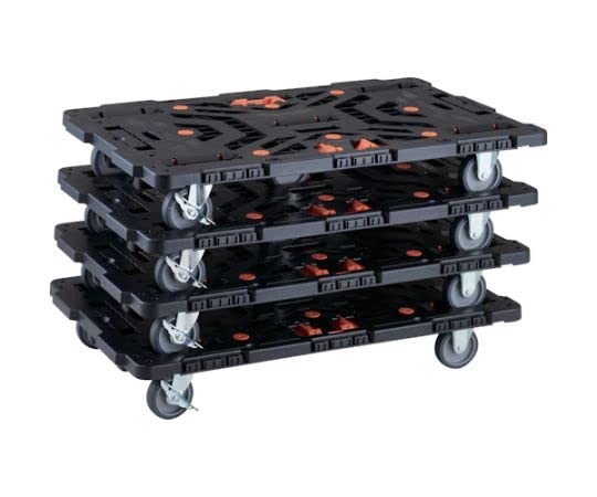 TRUSCO まとめ買い 連結式樹脂製平台車 ビートル 900X600 自在3輪 内2輪ストッパー付 とめたろう付 4台セット