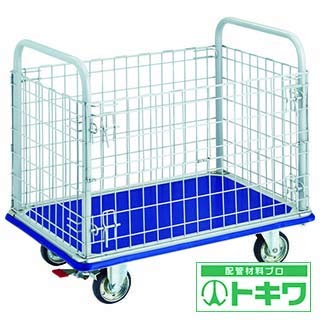 TRUSCO プレス製台車 ドンキーカート 金網付 915×615 ストッパー付