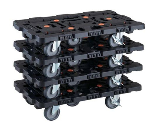 TRUSCO まとめ買い 連結式樹脂製平台車 ビートル 700X450 自在5輪 内2輪ストッパー付 4台セット