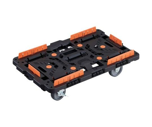 TRUSCO 連結式樹脂製平台車 ビートル 700X450 自在3輪 内2輪ストッパー付 柵付
