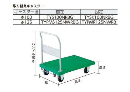 TRUSCO 樹脂台車 グランカート 固定 900×605 ストッパー付