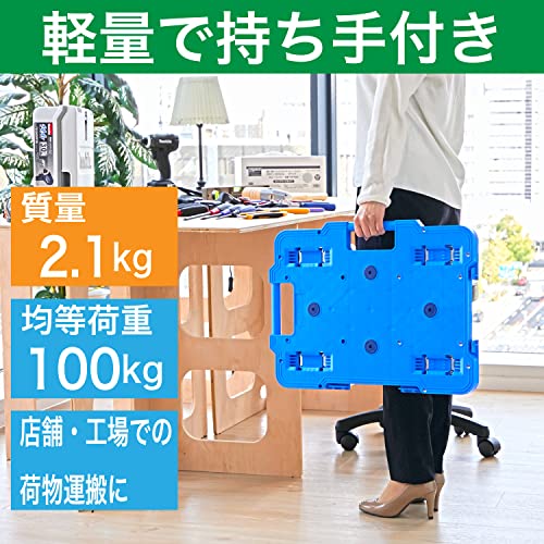 TRUSCO 樹脂製平台車  ルートバン 370X500 4輪自在 ストッパー付 青