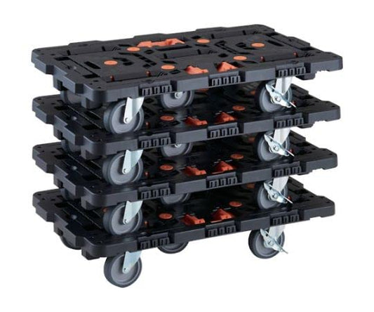 TRUSCO まとめ買い 連結式樹脂製平台車 ビートル 700X450 自在5輪 内2輪ストッパー付 とめたろう付 4台セット