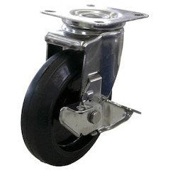 ユーエイ プレート式 自在 ステンレスキャスター ゴム 車輪径150mm ストッパー付き Jタイプ SUS−J2−S型 取付寸法80×80（75×75）