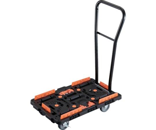 TRUSCO 連結式樹脂製平台車 ビートル 700X450 自在3輪 内2輪ストッパー付 脱着式ハンドル付 柵 とめたろう付