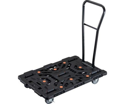 TRUSCO 連結式樹脂製平台車 ビートル 900X600 自在3輪 内2輪ストッパー付 脱着式ハンドル付