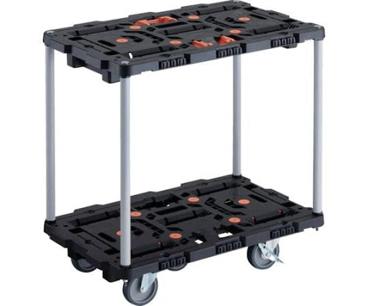 TRUSCO 連結式樹脂製2段台車 ビートル 700X450 自在5輪 内2輪ストッパー付 とめたろう付 ハンドルなし