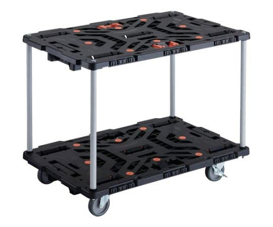 TRUSCO 連結式樹脂製2段台車 ビートル 900X600 自在5輪 内2輪ストッパー付 とめたろう付 ハンドルなし