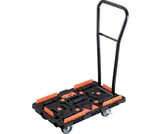 TRUSCO 連結式樹脂製平台車 ビートル 700X450 自在5輪 内2輪ストッパー付 脱着式ハンドル付 柵 とめたろう付