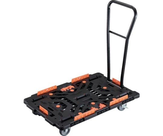 TRUSCO 連結式樹脂製平台車 ビートル 900X600 自在5輪 内2輪ストッパー付 脱着式ハンドル付 柵 とめたろう付
