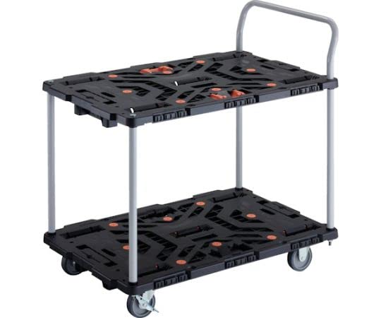 TRUSCO 連結式樹脂製2段台車 ビートル 900X600 自在3輪 内2輪ストッパー付 とめたろう ハンドル付