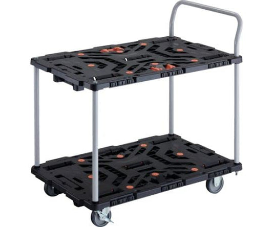 TRUSCO 連結式樹脂製2段台車 ビートル 900X600 自在3輪 内2輪ストッパー付 とめたろう ハンドル付