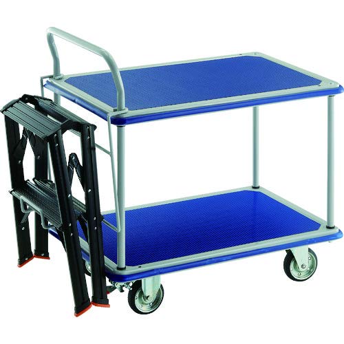 TRUSCO プレス製台車 ドンキーカート 2段式片袖タイプ810×510 ストッパー付 TSAF−2BK付