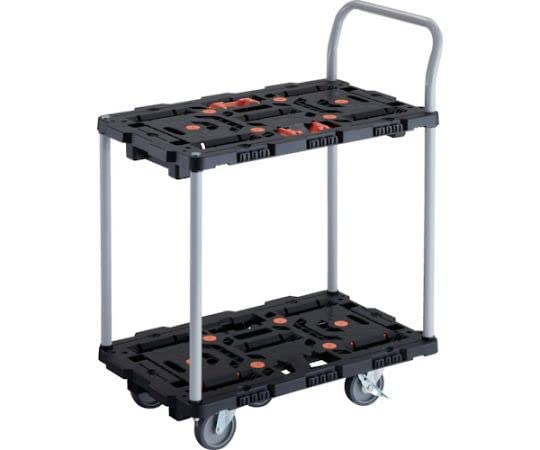 TRUSCO 連結式樹脂製2段台車 ビートル 700X450 自在5輪 内2輪ストッパー付 とめたろう ハンドル付