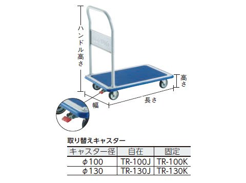 TRUSCO プレス製台車 ドンキーカート 固定式915×615 ストッパー付