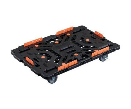 TRUSCO 連結式樹脂製平台車 ビートル 900X600 自在3輪 内2輪ストッパー付 柵付