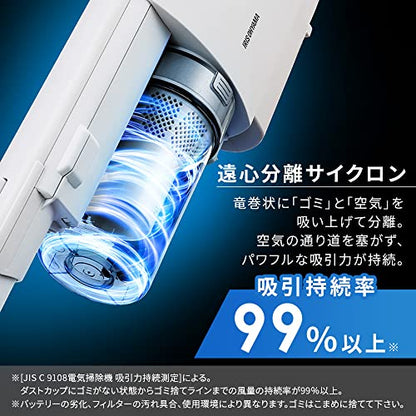 IRIS 296092 充電式サイクロンスティッククリーナー daspo グレー