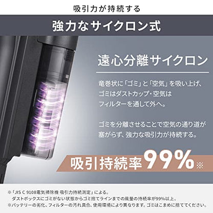 IRIS 296899 充電式サイクロンスティッククリーナー アッシュ