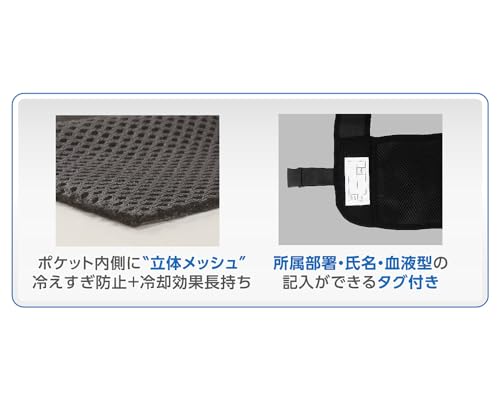 緑十字 熱中症予防対策用品 ピタッと冷却ベスト 予備保冷剤付き ブラック フリーサイズ