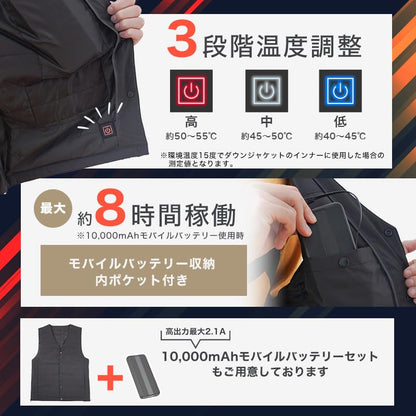 サンコー サイズ調整できる「ヒーターベスト」