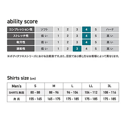 おたふく BTパワーストレッチ クルーネックシャツ ブラック 3L