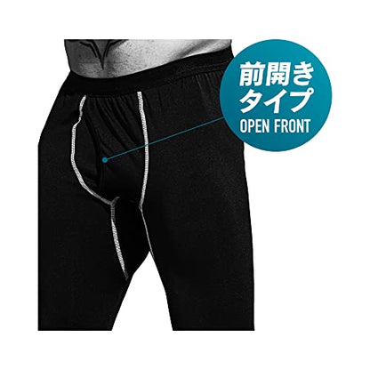 おたふく BTパワーストレッチ 前開きロングタイツ ブラック L