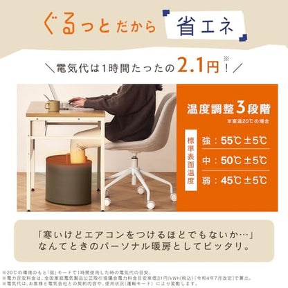 IRIS 107100 ぐるポカ パネルヒーター ダークブラウン