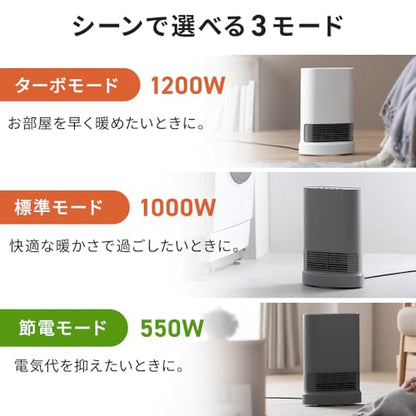IRIS 202789 大風量セラミックヒーター 首振り室温センサー付 ホワイト