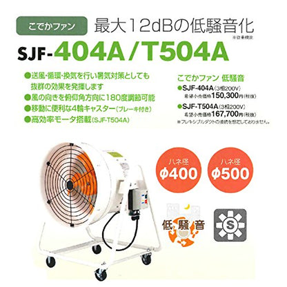 Ｓｕｉｄｅｎ　送風機　こでかファン　ハネ径５００ｍｍ　低騒音・省エネタイプ　三相２００Ｖ　角度調節可能　４輪キャスター付